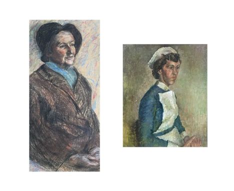 Joan Elizabeth WOOLLARD (1916-2008) Portrait of a nurse Oil on board, 60x50cm, overall 74x64cm
Together with a second portrai