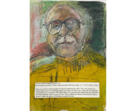 Adrian FROST (XX-XXI) Portrait of Terry Frost, Adrian's Father  Mixed media
Inscribed 'To Pop' signed and dated 1984
29cm x 2