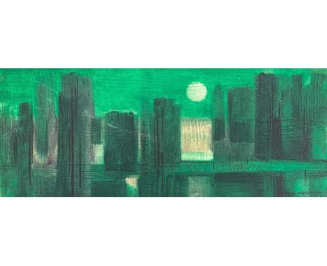 Maurice CAMPBELL-TAYLOR (XX) Untitled abstract  Oil on board, signed, 21.5 x 52cm. Frame size 32 x 62.5cm.
Postage for this l