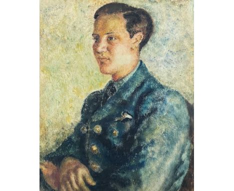 Portrait of an RAF Pilot World War II Interest  Signed and dated 1942 top left corner
59cm x 47cm
Postage for this lot is ava