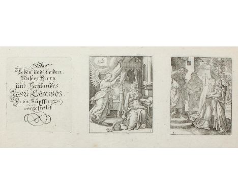 Anonymer Künstler.: Lebens- und Leidensgeschichte Christi. 64 Kupferstiche auf 22 Bl. Wohl 18. Jhdt. 21 x 34 cm.   R