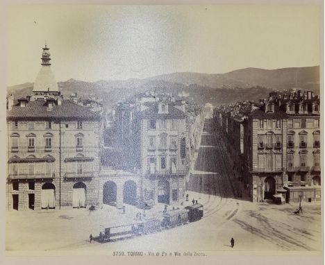 Turin.: 10 Bl. s/w Photographien mit Sehenswürdigkeiten der Stadt um 1900. Je ca. 20 x 25,5 cm auf Orig.-Karton (33,8 x 39 cm