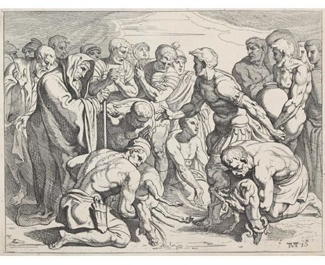 Thulden, Theodor, van: (1606 Hertogenbosch 1669). Die Opferdarbringung. Bl. 15 aus der Folge der Odyssee. Radierung 1632/33. 