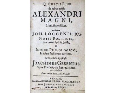 Curtius Rufus,Q.: De rebus gestis Alexandri Magni, libri superstites,... J. Gesenius. Lpz., Frommann 1674. Kl.8°. Mit Kupfert