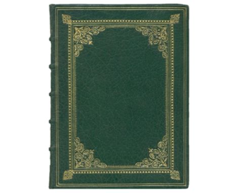 Grüner Ledereinband: mit reicher Goldpräg., Rverg., Steh- u. Innenkantenverg., sowie Kopfgoldschn. 20 x 14,5 cm.  Enthält: Ra