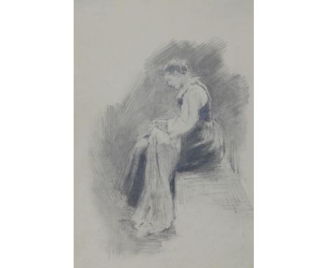 Söhngen, Andreas Bernhard: (1846 Niederlahnstein - Frankfurt a.M. 1920) zugeschrieben. 2 Bl. mit ganzfigurigen Frauenbildniss