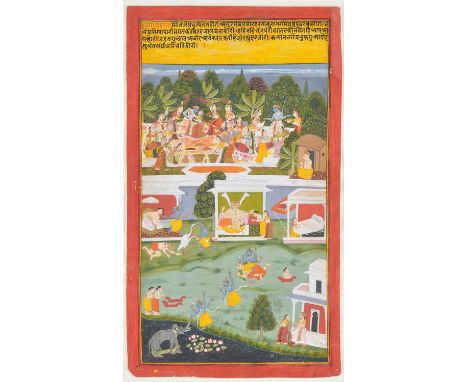 An illustration to the Sur Sagar of Surdas, India, Mewar, circa 1700, gouache with ink heightened with gold, on paper laid on