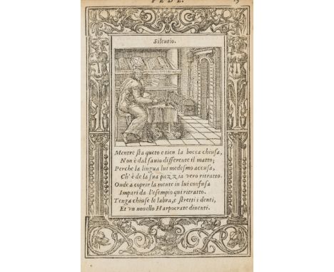 Alciati (Andrea) Diverse Imprese Accommodate A diverse moralià, collation: A-M8, woodcut architectural border,169 woodcut emb