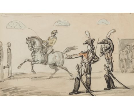 Rowlandson (Thomas, 1756-1827) The Riding School, point of the brush with brownish-black ink, watercolour, traces of graphite