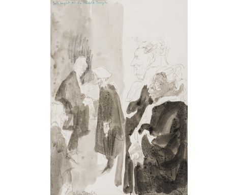 δ Topolski (Feliks, 1907-1989), Call night at the Middle Temple, black conté crayon, pen and browish-grey ink, monochrome was