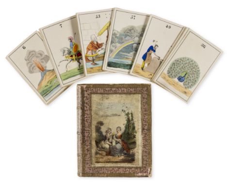 Playing Cards.- A set of 78 numbered playing cards, wood engraved and hand-coloured, each 90x58mm., housed in original hinged