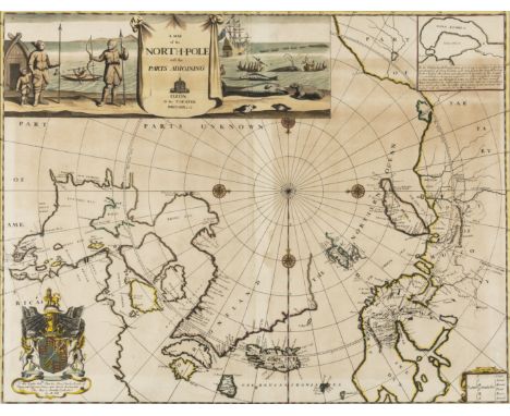 Polar.- Pitt (Moses), A Map of the North-Pole and the parts Adjoining, with vignette view of Inuit's spear fishing and a Euro