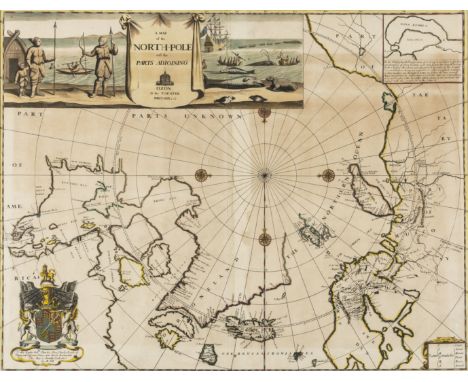 Polar.- Pitt (Moses), A Map of the North-Pole and the parts Adjoining, with vignette view of Inuit's spear fishing and a Euro