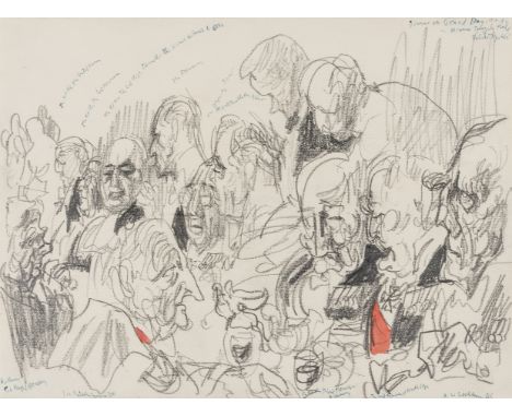 δ Topolski (Feliks, 1907-1989), Dinner on Grand Day in Middle Temple Hall, black conté crayon, watercolour, variously inscrib