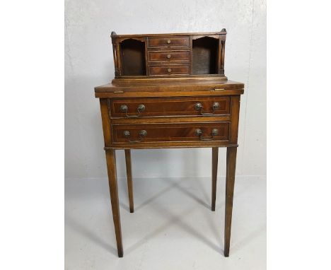 Antique / Vintage furniture, reproduction 19th Century style secretaire writing desk, 2 drawer body on slender legs with fold