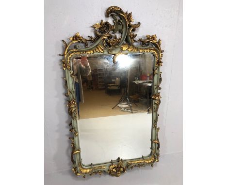 Antique / Vintage Furniture, large bevel edge glass mirror in a french Rococo style  gilded and painted frame of composite ma