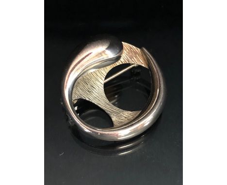 Vintage silver brooch mid century Scandinavian  design 1960s/70s marked 925 AD approximately 5.33g