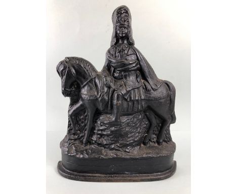  Vintage Cast Iron door stop of a Highlander possibly Bonnie Prince Charlie, foundry plaque to reverse (Craft Cast Wales) app