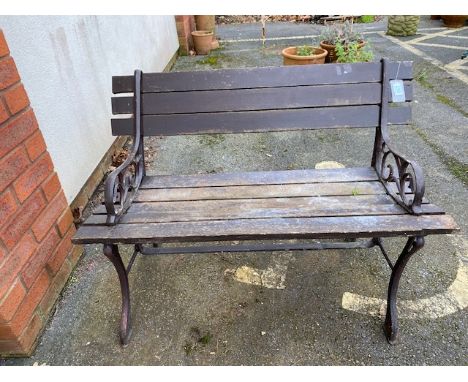 Garden bench with metal ends and wooden slats (A/F)