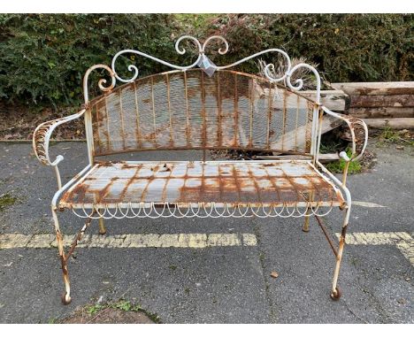 Wirework French-style garden two-seater bench, approx 104cm wide