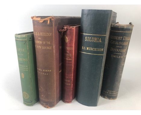 Antique books of geological interest, Earth and its Treasures, Arthur Mangin, Mosese and Geology Samuel Kinns, Foot prints of