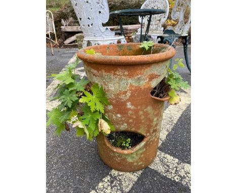 Terracotta strawberry planter / garden pot, approx 42cm tall