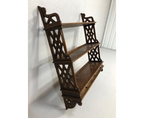 Antique / vintage furniture, set of early 19th century style wall mounted display shelves, 3 shelves with 3 drawers and decor