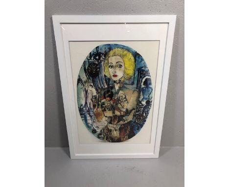 Sir Grayson Perry R.A, "Claire as a Soldier"  framed limited Edition Fabric print with artists logo approximately 71 x 48cm