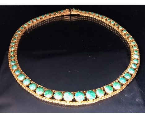 Christian Dior jewellery, classic Vintage Dior gold green stone set collar stamped Chr.Dior 1965 Germany, in Dior box with Di