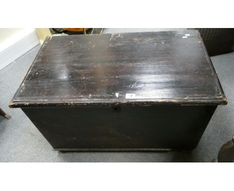 Painted black pine blanket box with candle stick holder 