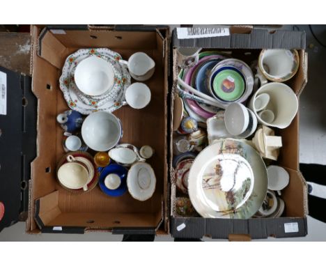 A mixed collection of Victorian and ceramic items to include chintz patterned honey pot, Royal Doulton seriesware, trinket bo