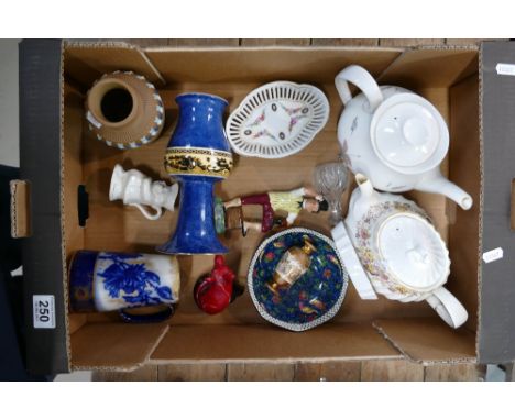 A mixed collection of ceramic items to include Royal Doulton Mayfair patterned tea pot, similar item in the tumbling leaves p