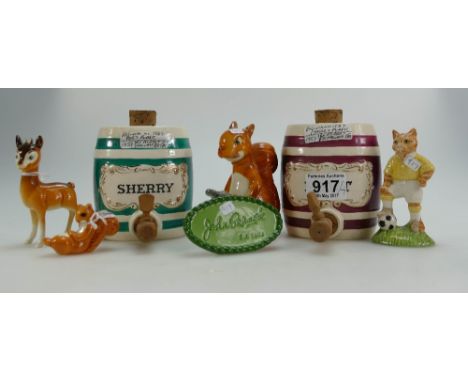 A collection of Beswick items to include Nutcracker 1009, Squirrel Laying 1008, Chamois 1551, Sporting Cat, John Beswick plaq