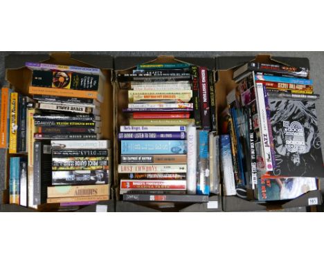 A large collection of hardback and soft back books with musical reference including Steve Earle, Elvis Presley, Rolling Stone