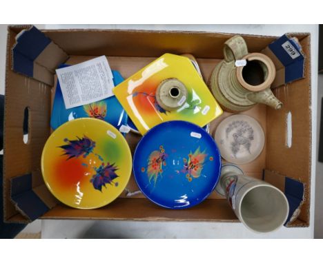 A mixed collection of items to include Richard Godfrey hand painted ceramics (4) Trimar tea pot, vase and small Poole plate w