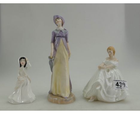 Royal Worcester figure Jane Austin together with Royal Doulton Lady figure Helen HN2994 and Heather HN2956(3)