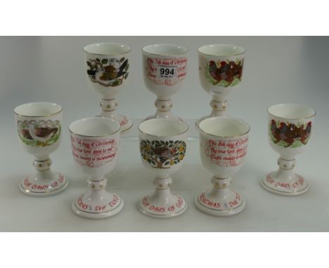 A collection of Royal Doulton ceramic goblets from the 12 days of Christmas collection to include Eighth day, Sixth day, Firs