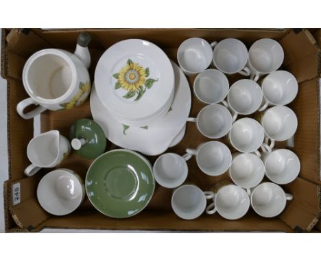 A collection of Shelley Hathaway teaware to include seventeen cups, 12 saucers, 12 tea plates, two sandwich plates, one sugar