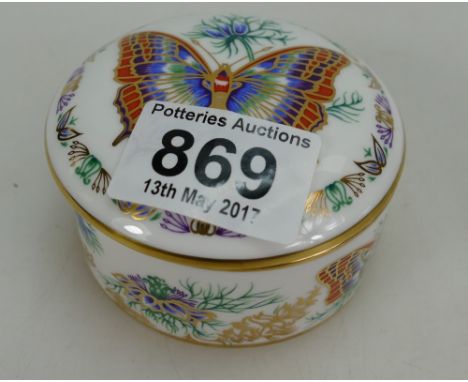 Royal Crown Derby small trinket box from the Butterflies's of the world series, Two Tailed Pasha 
