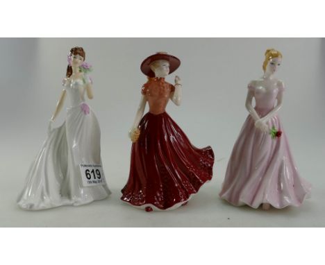 A collection of Royal Worcester lady figures to include The Rose, The Bride and November (3)