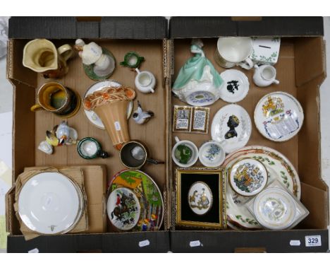A mixed collection of ceramic items to include Aynsley, Wedgwood, Coalport, commorative items, Burleigh Art Deco wall pocket,