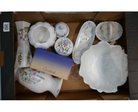 A mixed collection of items to include Aynsley Wild Tudor, Pembroke, Wedgwood Campion items together with boxed Goebel figure