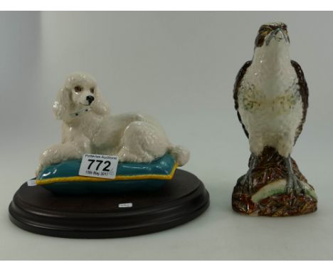 Royal Doulton Animal figure of Poodle on cushion together with Whyte & MacKay Scotch Whiskey decanter, Osprey (2)