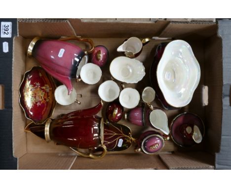 A collection of Crown Devon and Carltonware Rouge tea ware items to include coffee pots, coffee cups, milk, cream, sugar etc