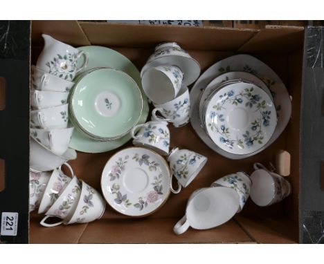 A mixed collection of tea ware to include Grafton China floral part tea set, Royal Worcester June Garland patterned tea set a