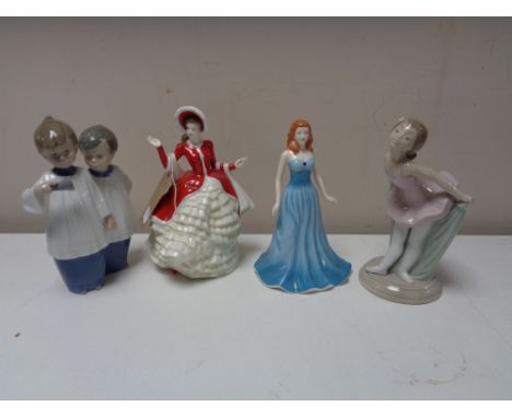 Two Royal Doulton Pretty Lady's figures - December, Christmas Day together with with further Nao figures of Ballerina and alt