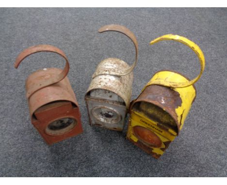 Three vintage highway's lamps 