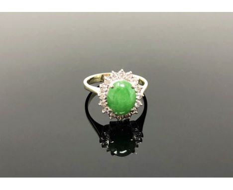 An 18ct Jade and diamond ring 