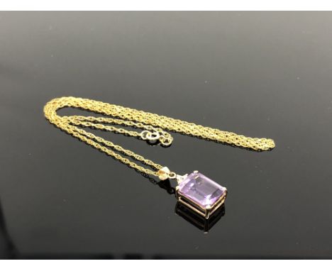 A 14ct gold amethyst pendant on chain
