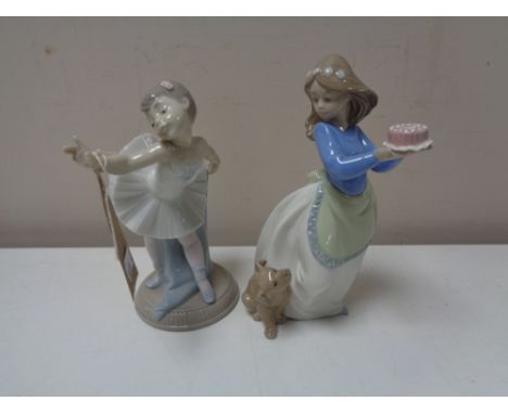 Two Nao figures- Girl with cake and ballerina 